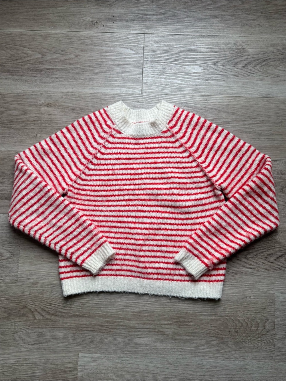 American Eagle Red and White Striped Crewneck Sweater